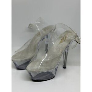 Pleaser Women's SKY308/C/M Dress Sandal, Clear White SZ 8